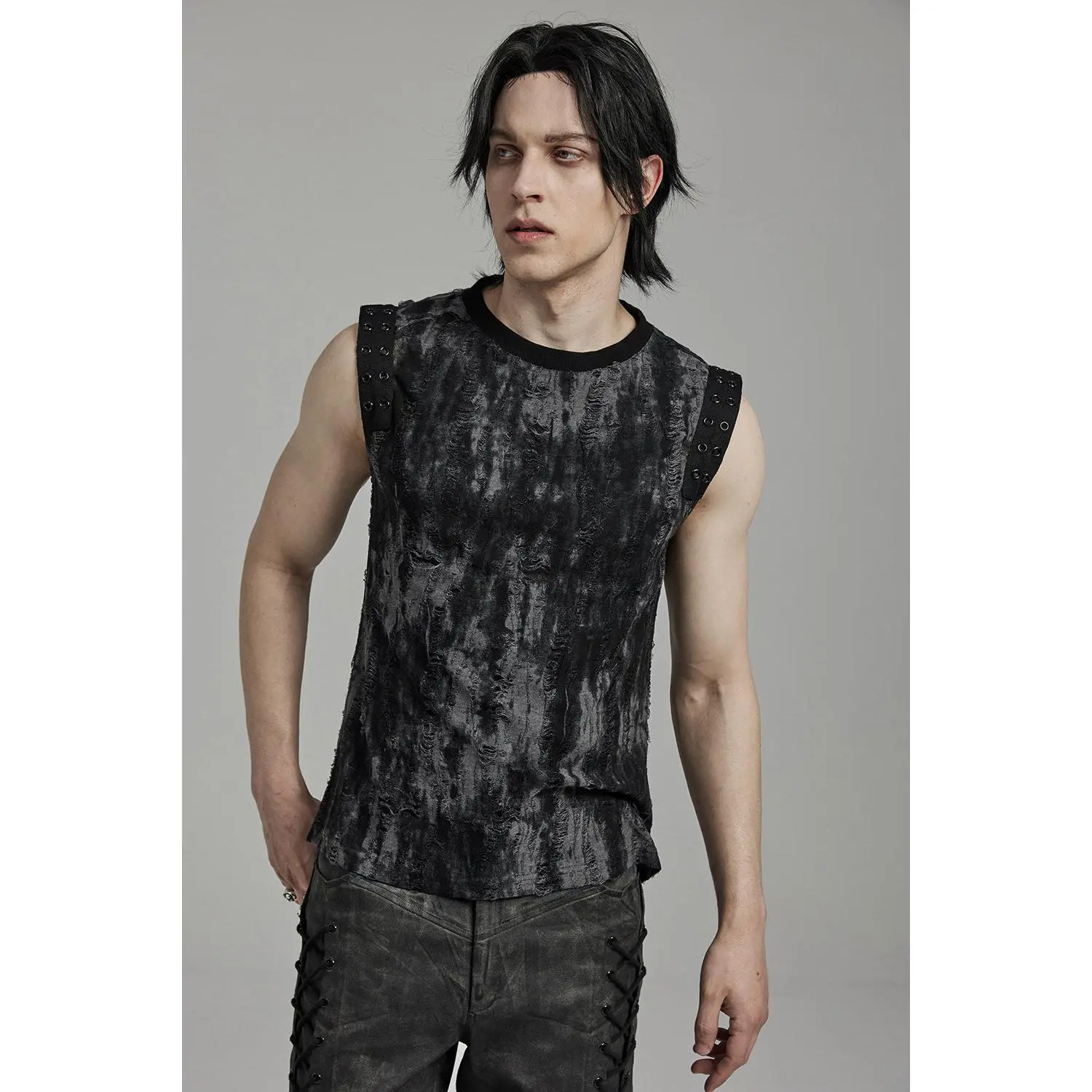 Wartorn Grunge Tank Top [BLACK/GREY]