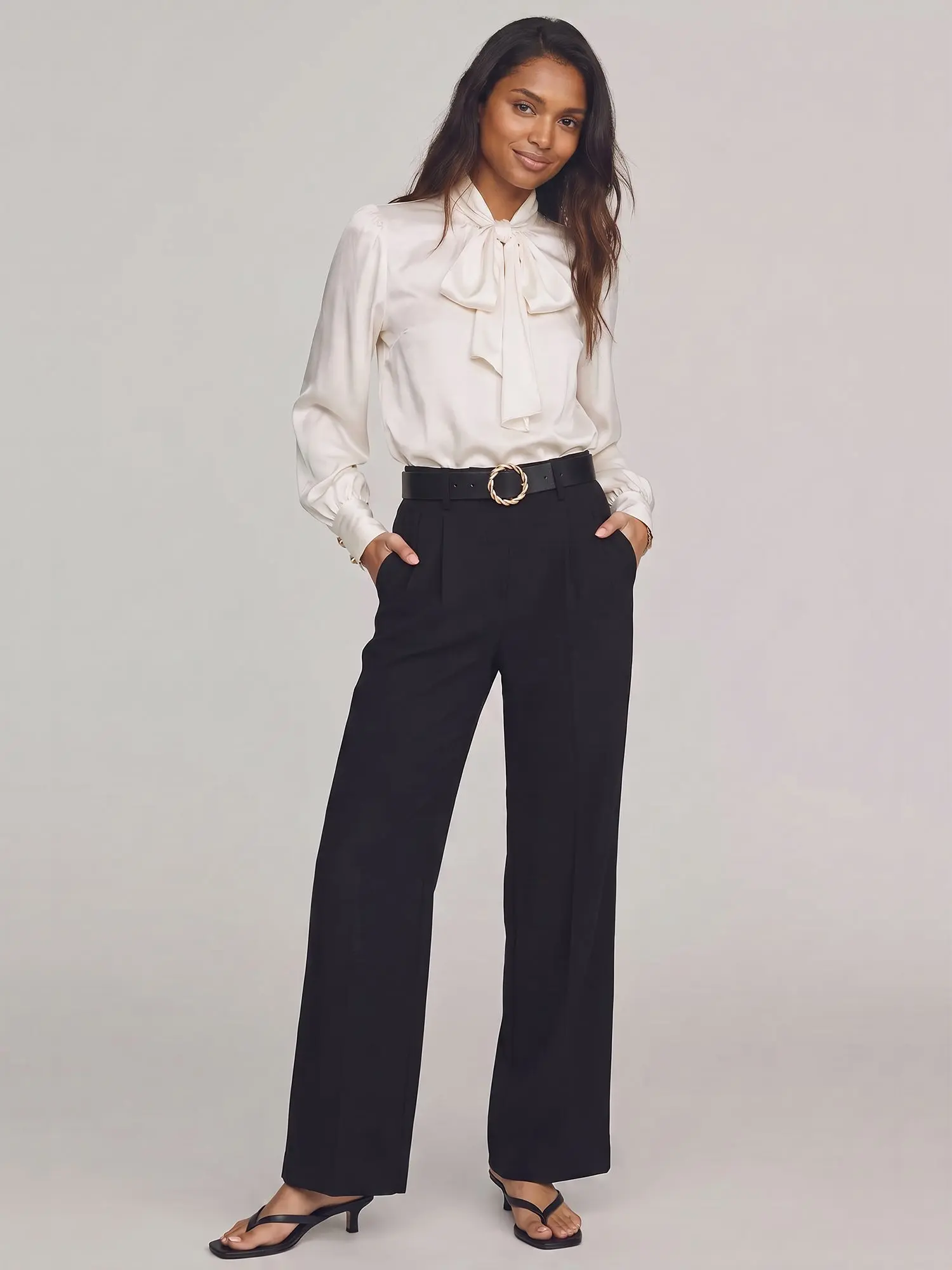 Belted Wide Leg Vertigo Pleated Trousers