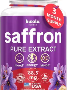 Supplements to Boost Mood, Energy & Focus - 88.5mg Pure Saffron Extract - 3 Month Supply - Made in USA - 90 Veggie Capsules