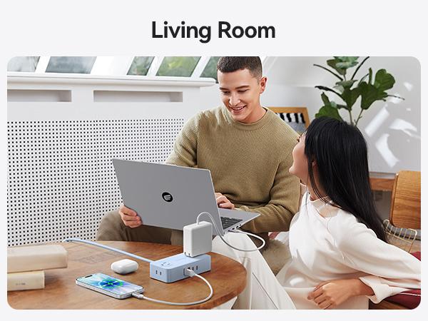 ORICO Power Strip with USB Ports, 5Ft Extension Cord for Desk, 8 in 1 Charging Station(4 *AC, 2 * USB-C, 2 * USB-A), Desk Accessories for Home, Office, Dorm Room - CPR20