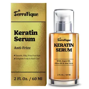 Terrafique Keratin Hair Serum 2 fl oz / 60 ml - Repairing Anti Frizz Hair Serum, Hair Smoothing Serum with Argan Oil & Olive