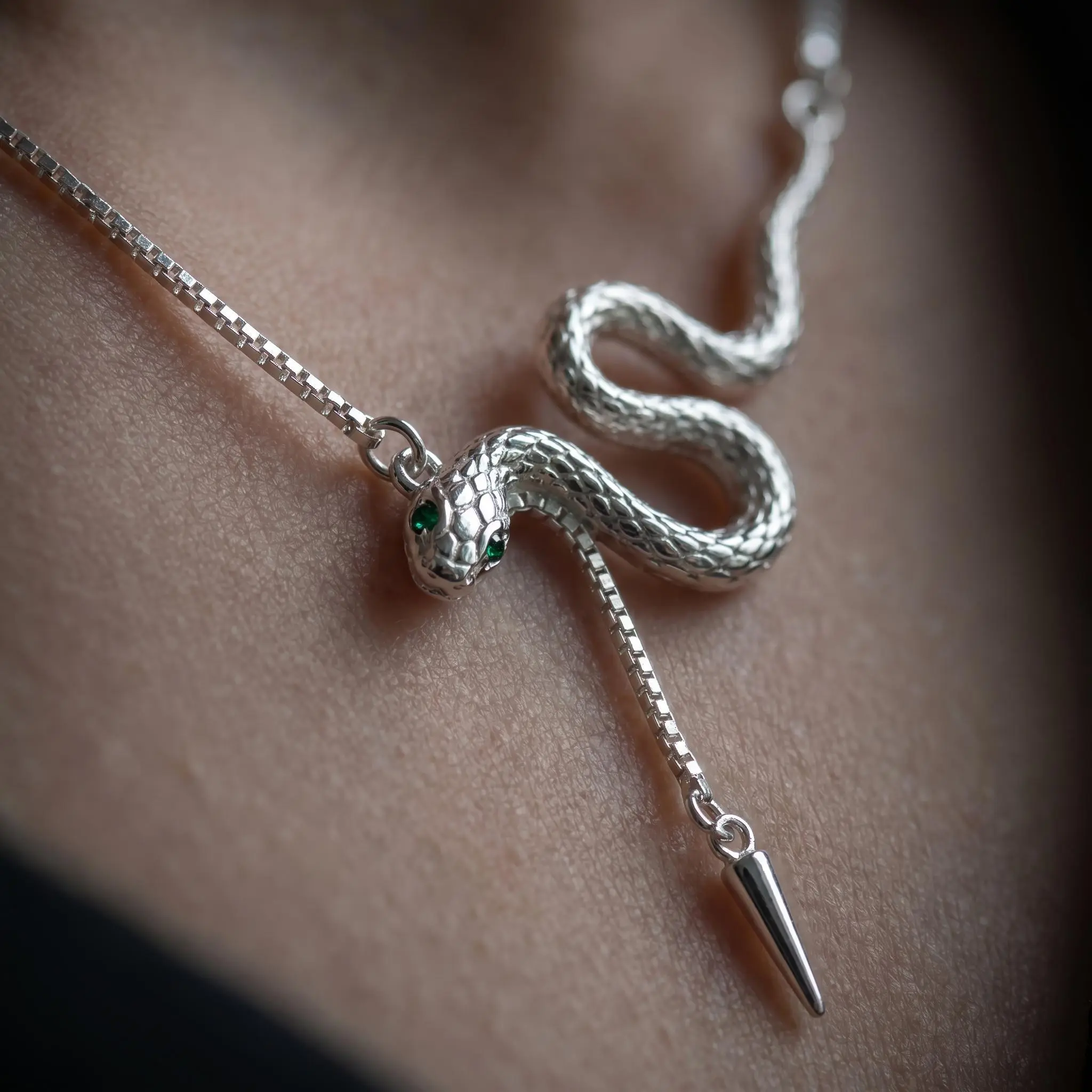 S925 Sterling Silver Snake Necklace Silver Minimalist Jewelry, Dainty Serpent Pendant Necklace, Silver Snake Chain Necklace for Women