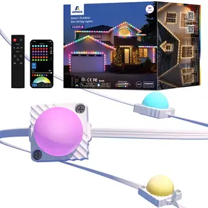 Appeck Smart Outdoor Dot String Lights 100ft, RGBW LED Lights Outside with 16 Million Colors, IP65 Waterproof, 111 Scene Modes, String Lighting for Christmas,Halloween, Holiday, Daily Decorations, Works with Google Assistant and Alexa