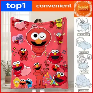 Show Sesame Street Throw Coral Fleece Throw Blanket for Sofa Bed Couch Living Room Bedroom Home Decor All Season Machine Washable Lightweight Portable Travel Office Nap Adults Kids Gift Bed Sofa Dorm Hotel