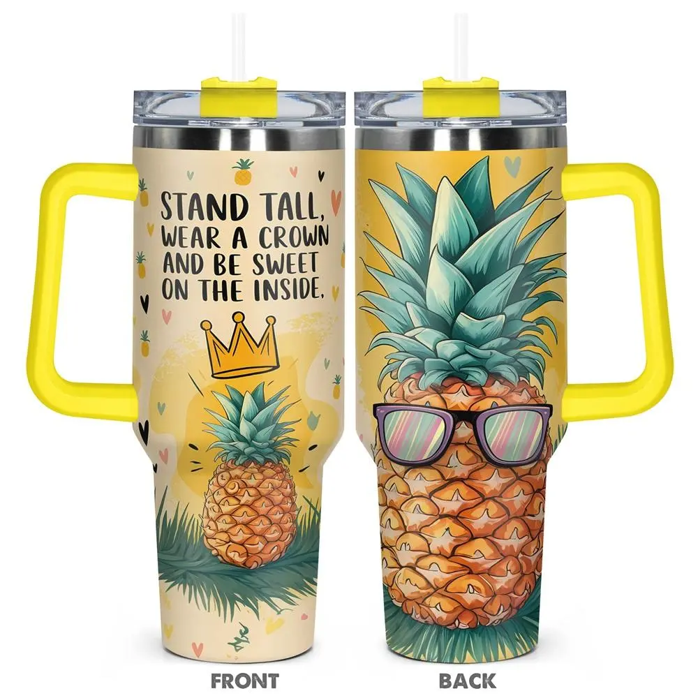 Pineapple Pattern Tumbler, 40oz Stainless Steel Water Bottle, Insulated and Durable, Gift for Any Occasion Birthdays, Holidays, Drinkware