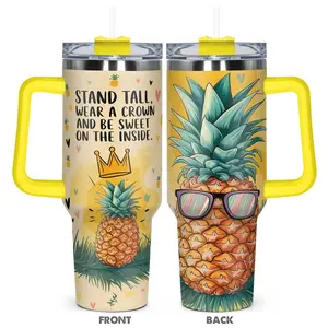 Pineapple Pattern Tumbler, 40oz Stainless Steel Water Bottle, Insulated and Durable, Gift for Any Occasion Birthdays, Holidays, Drinkware