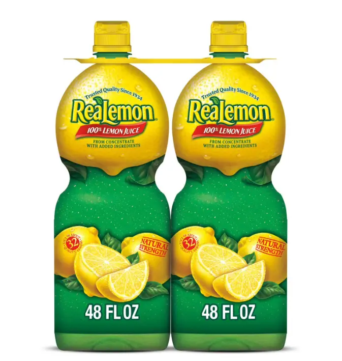 ReaLemon 100% Lemon Juice 48 fl. oz. bottles, 2 pk. – Pure Lemon Juice from Concentrate, Great for Cooking, Baking, Drinks & Recipes, No Added Sugar