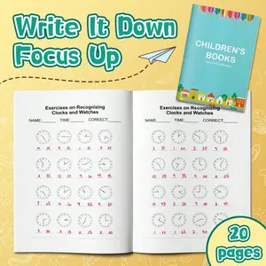 Math & Logic Skills Workbook – Observation Games, Geometry Shapes Practice, Telling Time Clock Exercises, Fractions (Numerator/Denominator) Color Activities, Clear Pages for Step-by-Step Learning and Focus