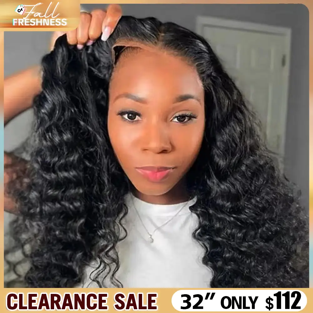 [Glueless Wig] 9x6 7x5 6x4 Pre-cut Wigs Deep Wave Human Hair Pre Plucked Pre Cut Lace Closure Wigs Ready and Go Deep Wave Curly Lace Closure Wigs for