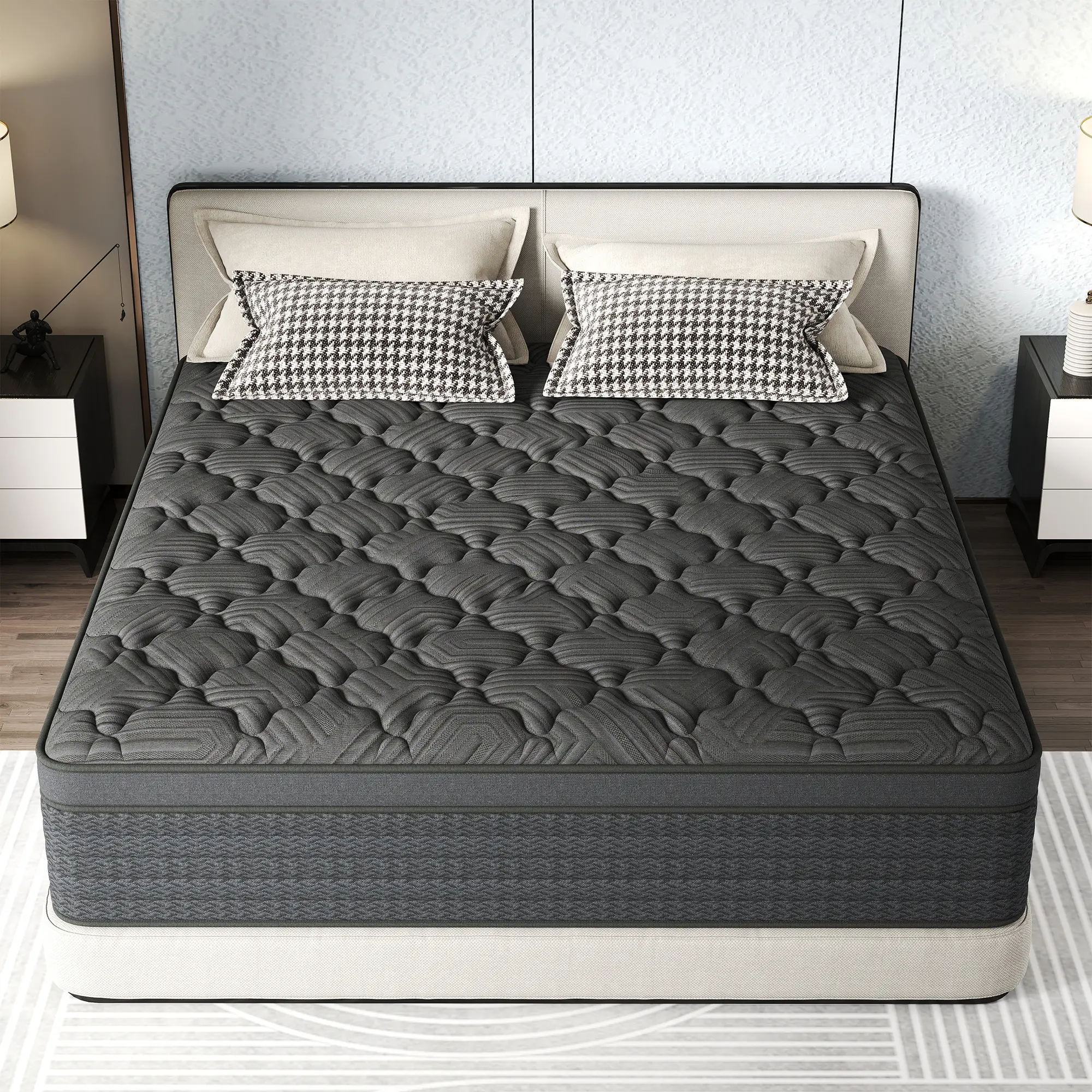MULINATURE Hybrid Mattress, Twin Queen King, Medium Firm Memory Foam & Pocket Spring Bed in a Box, Fiberglass-Free, Pressure Relief & Motion Isolation