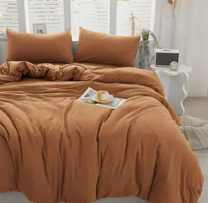 100% Jersey Knit Cotton Duvet Cover Set T-Shirt Feel Bedding Set Ultra Soft Wrinkle-Free (Burnt Orange, Queen