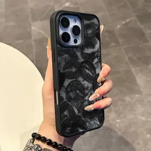 Magnetic Compatible Case for iPhone 16 E Pro Max 15 Plus 14 13 12 11 XS XR, Coquette Lip Print Pattern Style | Trendy, Silicone, Lightweight, Shockproof, and Girly Protection