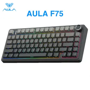 AULA F75 Wireless Gasket Mechanical Custom Keyboard with Pre-lubed Reaper Switches 2.4GHz Type-C BT5.0 RGB Backlit Gaming Keyboard Hot Swappable PCB & Multi-device Compatibility