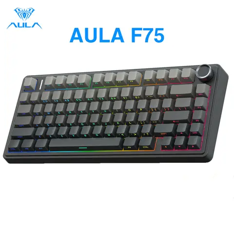AULA F75 Wireless Mechanical Keyboard - Pre-lubed Reaper Switches, 2.4GHz/Type-C/BT5.0 Connectivity, RGB Backlit, Hot Swappable PCB, Multi-device Support, Gasket Mount, Macro Keys, Silicone Pads, Gamer Stuff, PC Accessories, Android Compatible