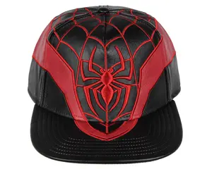 Marvel Comics Spider-Man Miles Morales Suit Embroidered Faux Leather Snapback Hat For Men And Women
