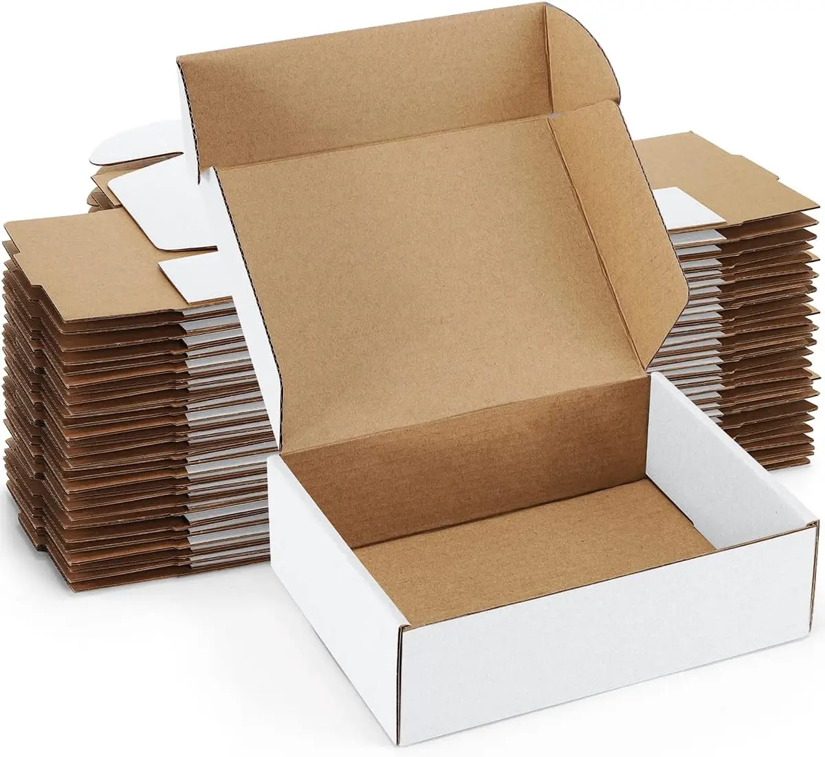 25-Pack White Cardboard Shipping Boxes (7 x 5 x 2 inches) - Flat Pack, Mailbox-Compatible Mailing Mailers, Office Accessories with Strong Bearing Capacity, Shipping Safe for Postal & Storage Use, 25 Box Mailers
