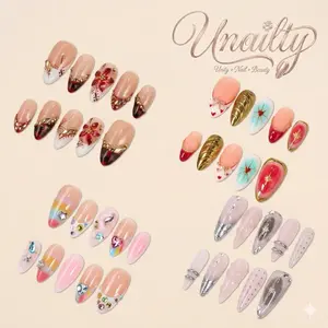 Unailty | Almond&Long shape| Professional Salon-Quality Handmade Press-On Nails | High-Strength & Durable | Reusable