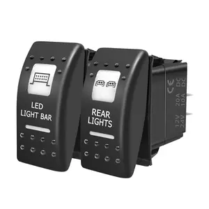 FXC LED Light Bar + Rear Lights Waterproof Rocker Switch On/Off 5 PIN SPST Switches w/Blue Backlit 12V 24V Toggle Switches Compatible for RZR ATV UTV Car Truck Rv