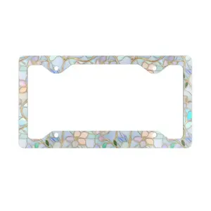 Stained Glass Floral License Plate Frame, Colorful Wildflower Womens Exterior Car Accessories, Tag Frame, Cute Car Decor Gift for Her