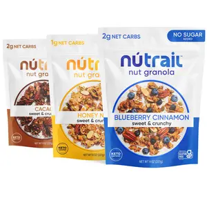 NuTrail Nut Granola Cereal, Variety Pack, No Sugar Added, Keto, Low Carb, Gluten Free, Grain Free, Healthy Breakfast 8 oz. 3 Count