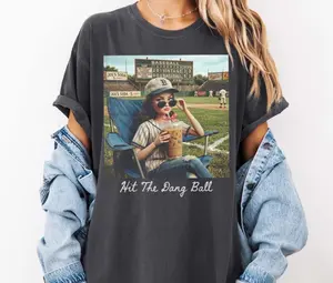 Comfort Colors Funny Barbie Ballfield Mom Hit The Dang Ball Tee, Softball Baseball Mama Tshirt, Game Day Sports Mom Shirt