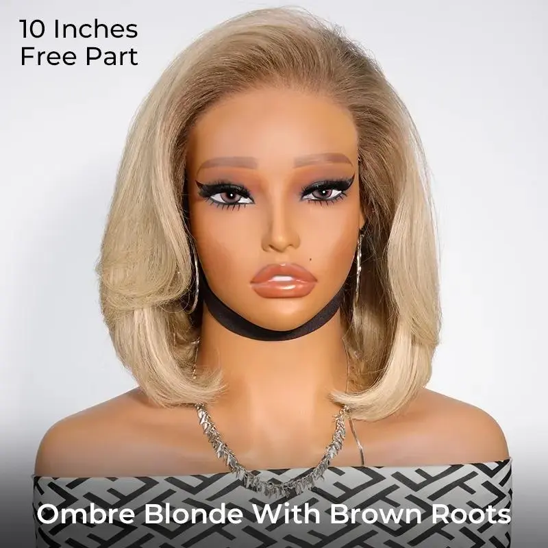 [New In] Wiggins Hair Layered Cut Bob Wig Ombre Blonde & #27 Honey Blonde 13x4 Lace Front Wigs Human Hair Glueless Wig Ready To Go Short Bob Wig Pre Cut Lace Beginner Friendly