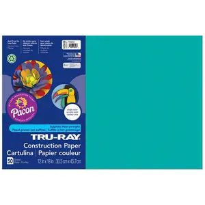 Pacon  12 x 18 in. Tru Ray Turquoise Construction Paper - 50 Sheets Per Pack - Pack of 5