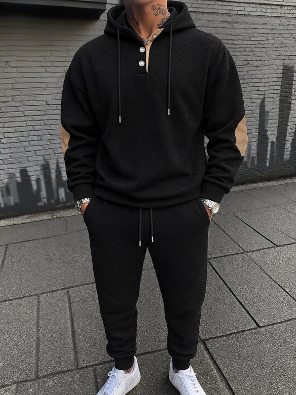 Men's 2-Piece Casual Jacquard Clothing Set - Knit Sweatshirt and Pants for Casual Fashion Menswear Suits