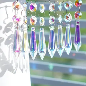 20 count 55mm Suncatcher Aurora Chandelier Icicle  Prisms Pendant, Octagon Beads Decor Sun Catchers