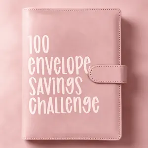 Viral 100 Envelope Savings Challenge Binder - Pink Purple Black Cash Stuffing Budget Planner, A5 PU Leather Money Organizer to Save $5050, Viral Finance Hack for Teens & Women