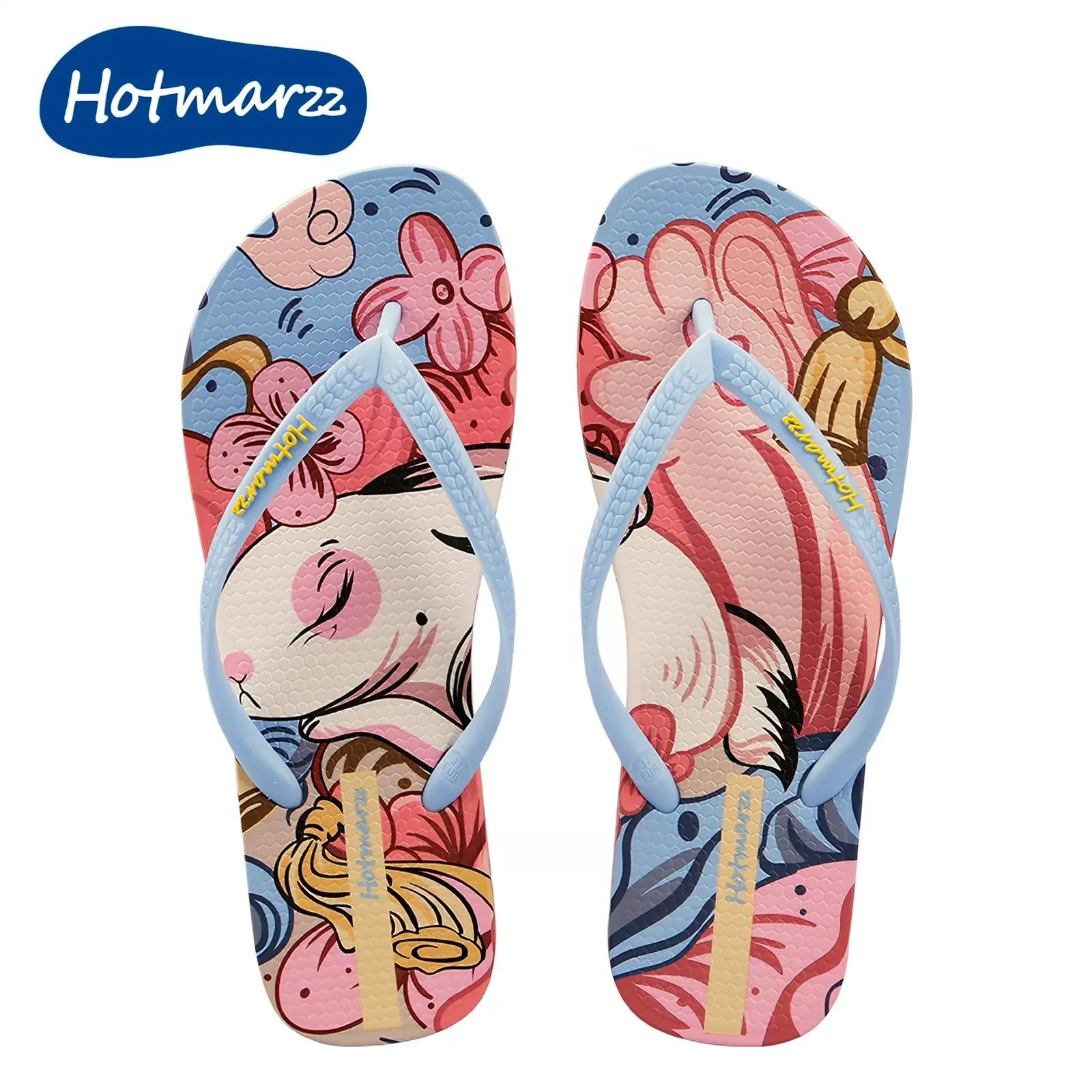 Hotmarzz - Cute Floral Cartoon Flip Flops for Women, Soft Lightweight Beach Sandals