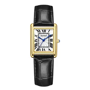 Couple's Leather Strap Square Dial Watches, Waterproof Quartz, Casual Trendy Wristwatch, Fashionable Watches for Students