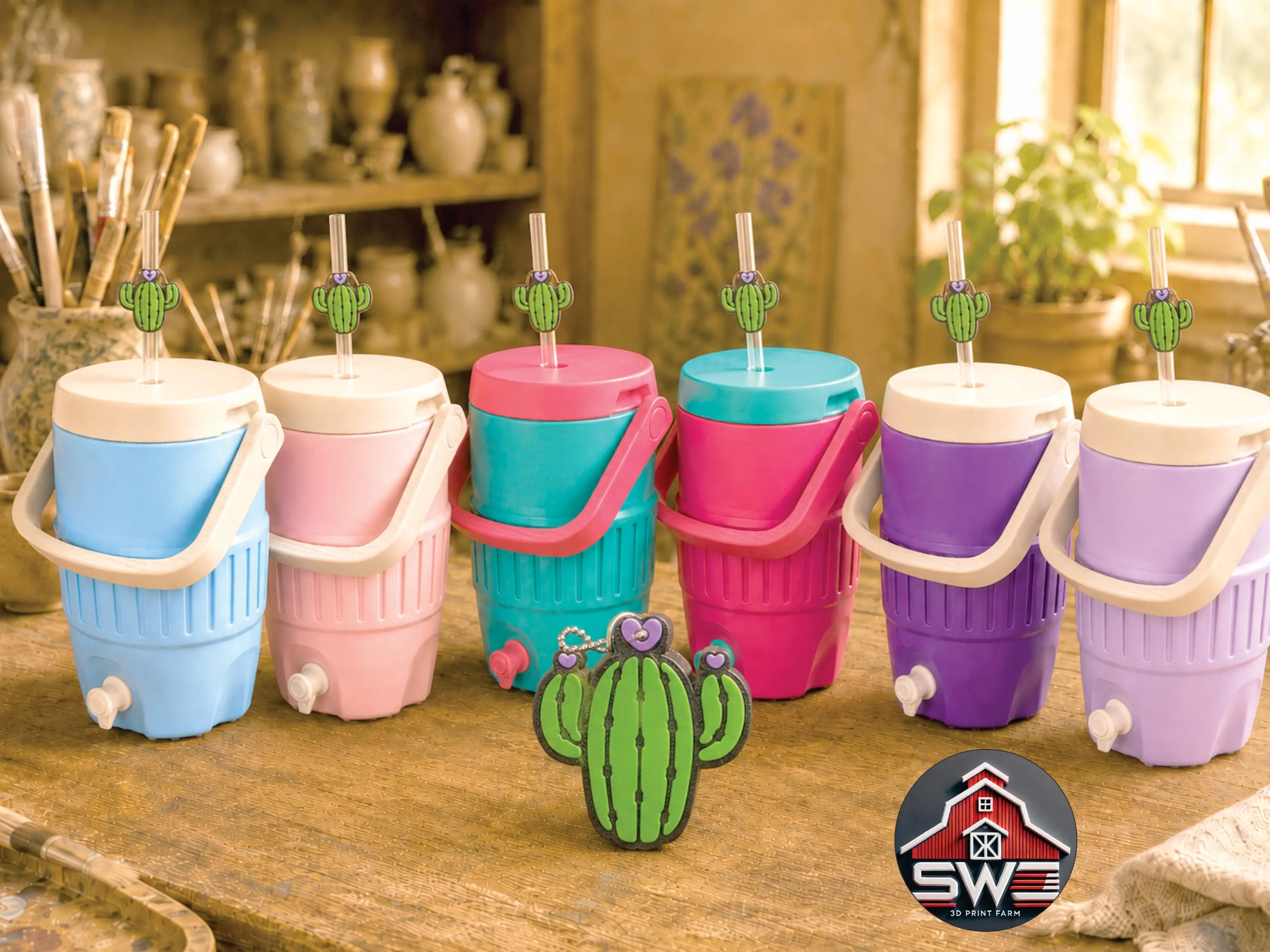 12oz Can Cooler with Straw Topper & Can Opener Charm