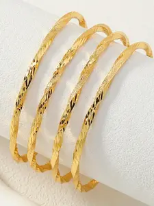 Women's Elegant Twisted Ripple Design Bangles, Vintage Luxury Bangles for Women for Party, Daily Clothing Decor, Trendy All-match & Exquisite Jewelry for Birthday Gift, Stackable Bracelets