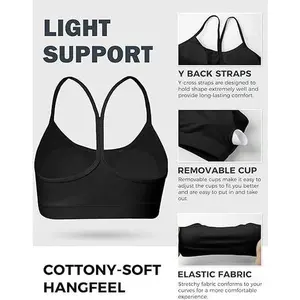 Women's Y-Back Sports Bra, Low-Impact Padded Beauty Back Thin-Strap Bra, Fitness & Yoga Sports Tank Top