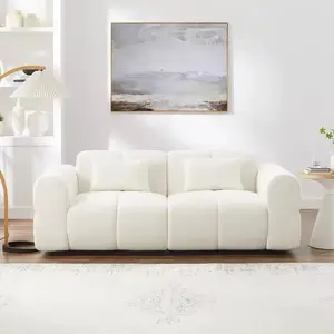 Modern 80" Sofa Couch Comfortable Deep Seat Lambswool Cloud 3-Seater Boucle Oversized Loveseat for Living Room