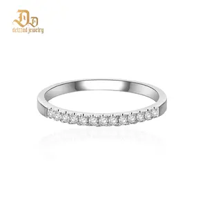 Delzzad 0.2ct Wedding Bridal Set Band Round Synthetic Moissanite Wedding Ring Band S925 Christmas Gift