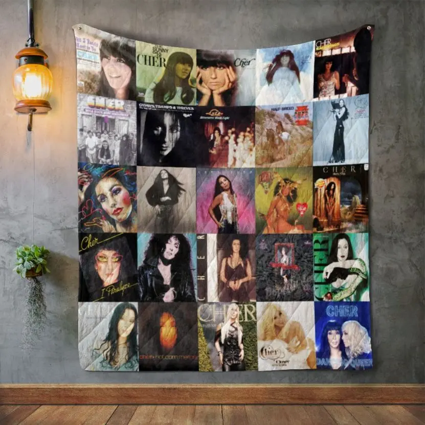 Cher Style Love Fleece Sherpa Blanket, Gift For Fans, Velveteen Plush Blanket, Birthday Ideas Gift, Halloween Christmas Gift, Home Bedroom Decor