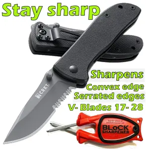 Block Sharpener - Made in the USA - Sharpens Convex & Serrated Edges - V-Blades 17-28 Degrees - Precision Engineering & Easy to Use - Blocksharpener.net
