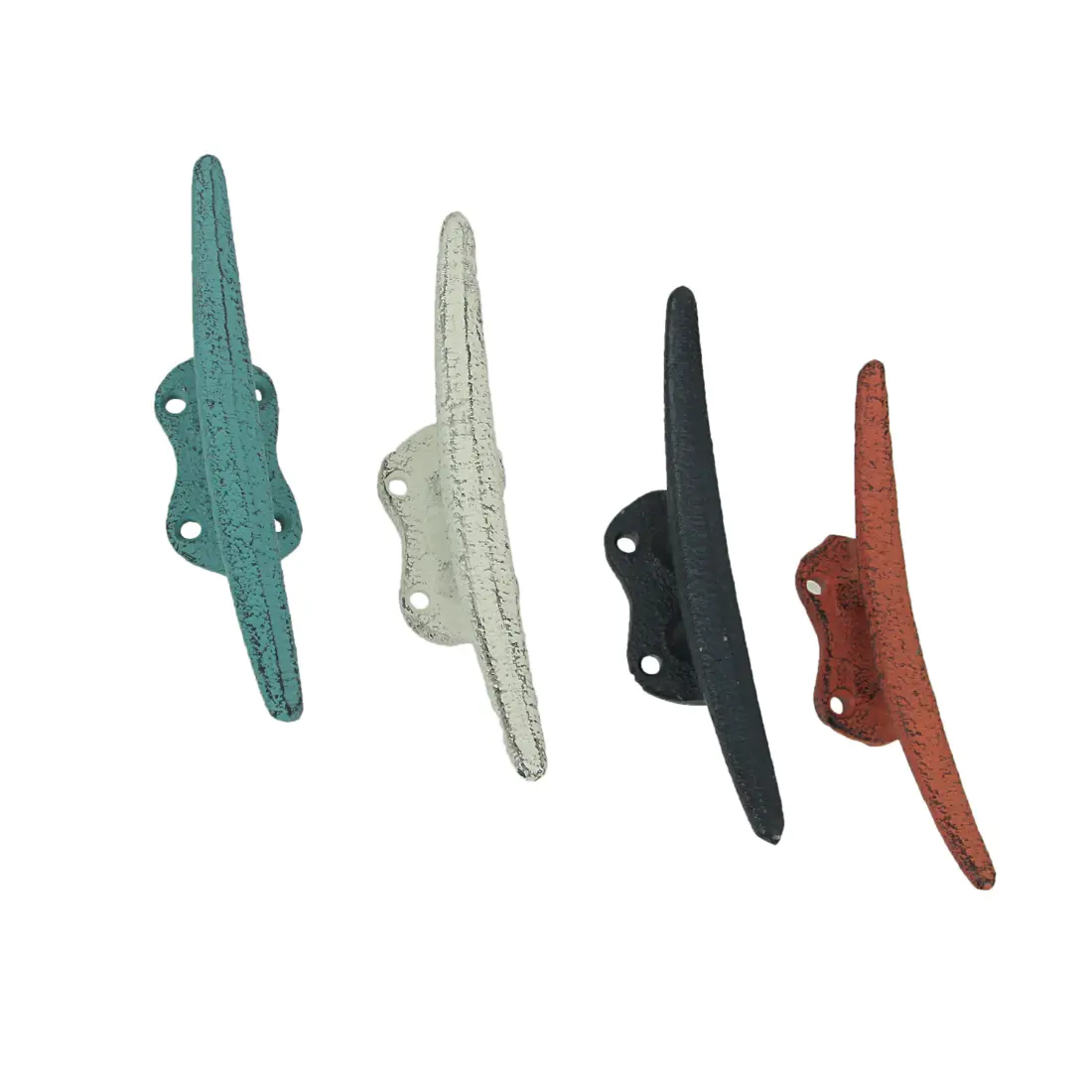 Set of 4 Coastal Cast Iron Cleat Wall Hooks/Drawer Pulls Cabinet Knobs