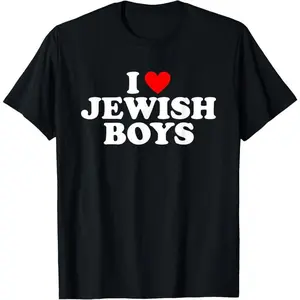 Cotton(pure) I Love Jewish Boys Red Heart Hanukkah Men Women T-Shirt