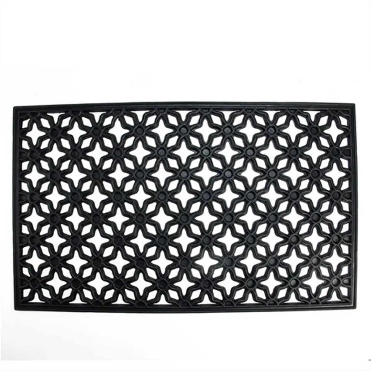 NorthLight All Black Decorative Rubber Rectangular Door Mat - 17.75" H x 29.5" W x 0.4" L, Indoor-Outdoor Use, Home Decor Rugs, Front Door Floor Accessory, Front Door Decor