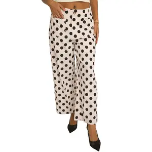 Polka Dot Print Patched Pocket Loose Pants