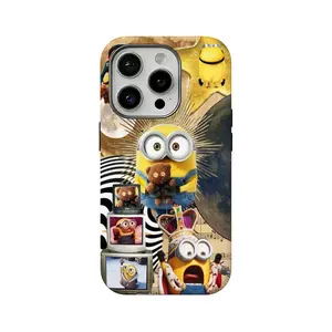 Eye-Catching & Cute Cartoon Minions 2-in-1 Film-Style Phone Case — Compatible with iPhone 12, 13, 14, 15, 16, 17 — A Unique & Trendy Accessory