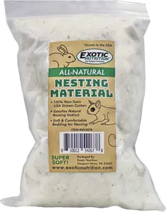 Exotic Nutrition All-Natural Nesting Material (4 oz.) - Cotton Eco-Friendly Animal Bedding - for Sugar Gliders, Squirrels, Hamsters, Rabbits, Wild Birds & Wildlife