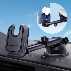 Car Phone Mount for Pop Socket: Suction Cup Cell Phone Holders for Automobile Dashboard Windshield Window - Dash Mounted Cellphone Stand Black Fits Thick Socket Wallet Grip for iPhone Samsung
