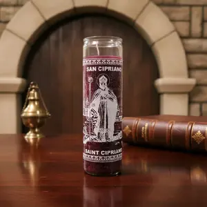 Saint Cipriano Spiritual Candle | Protection, Wisdom & Guidance | Glass Prayer Candle
