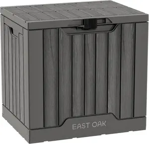 Outdoor Storage Box | 31 Gallon Deck Box Indoor and Outdoor Use | Waterproof Resin Storage Bin with Latch for Patio Cushions, Gardening Tools | UV Resistant | Deep Grey