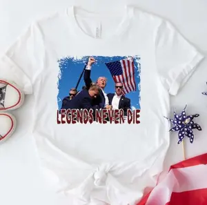 Free Fast Car Charger Limited Offer Trump Bulletproof T-Shirt Flight For America And Legends Never Die Cotton Shirt White Grey Black Color Cotton Menswear Fabric Menswear