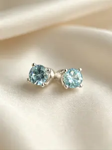 0.5ct Round Cut Paraiba Moissanite Stud Earrings for Women, S925 Sterling Silver, 4-Prong, Hypoallergenic, Ideal for Daily Wear